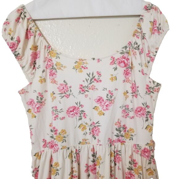 No Boundaries Juniors Dress Floral Large 11 13 Ivory Pink‎  Hi Lo Boho Peasant - Picture 6 of 7